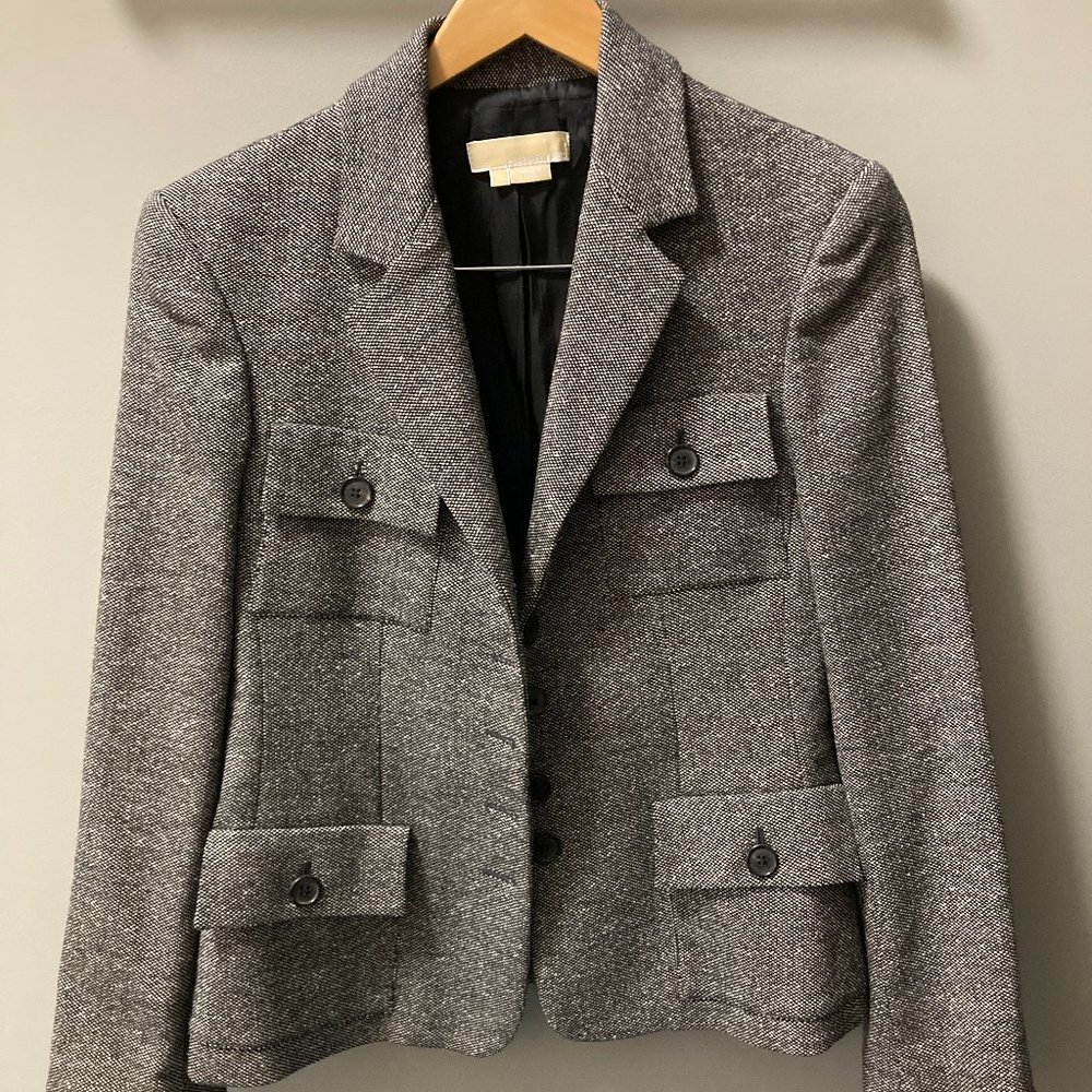 Michael Kors black tweed wool skirt suit size 6